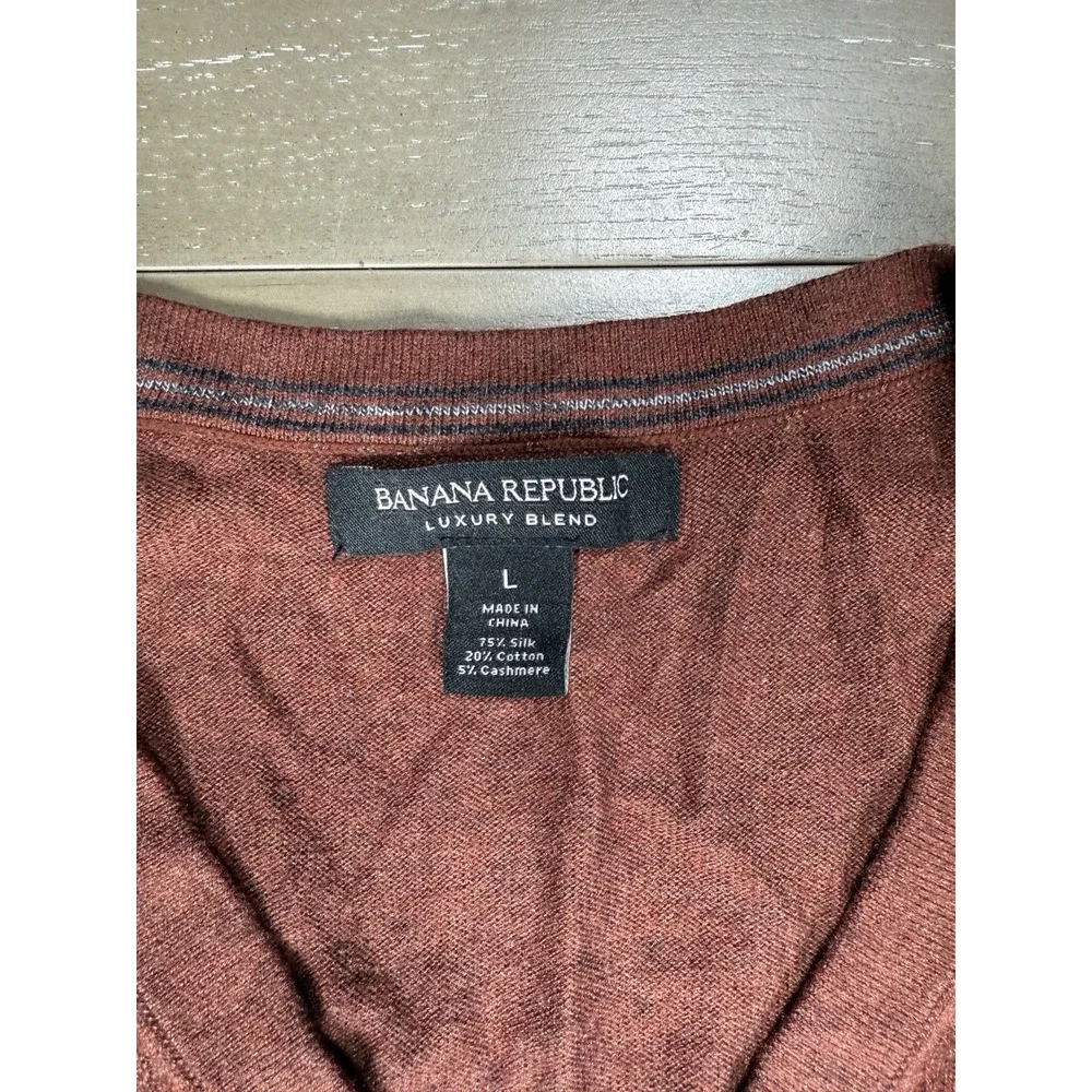 Banana Republic Sweater Mens Large Brown‎ V-Neck Old Money Classic